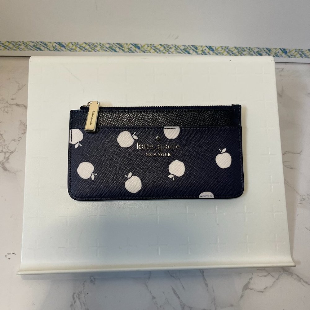 Kate Spade Orchard Toss Apple Printed Staci Slim Wallet NWT